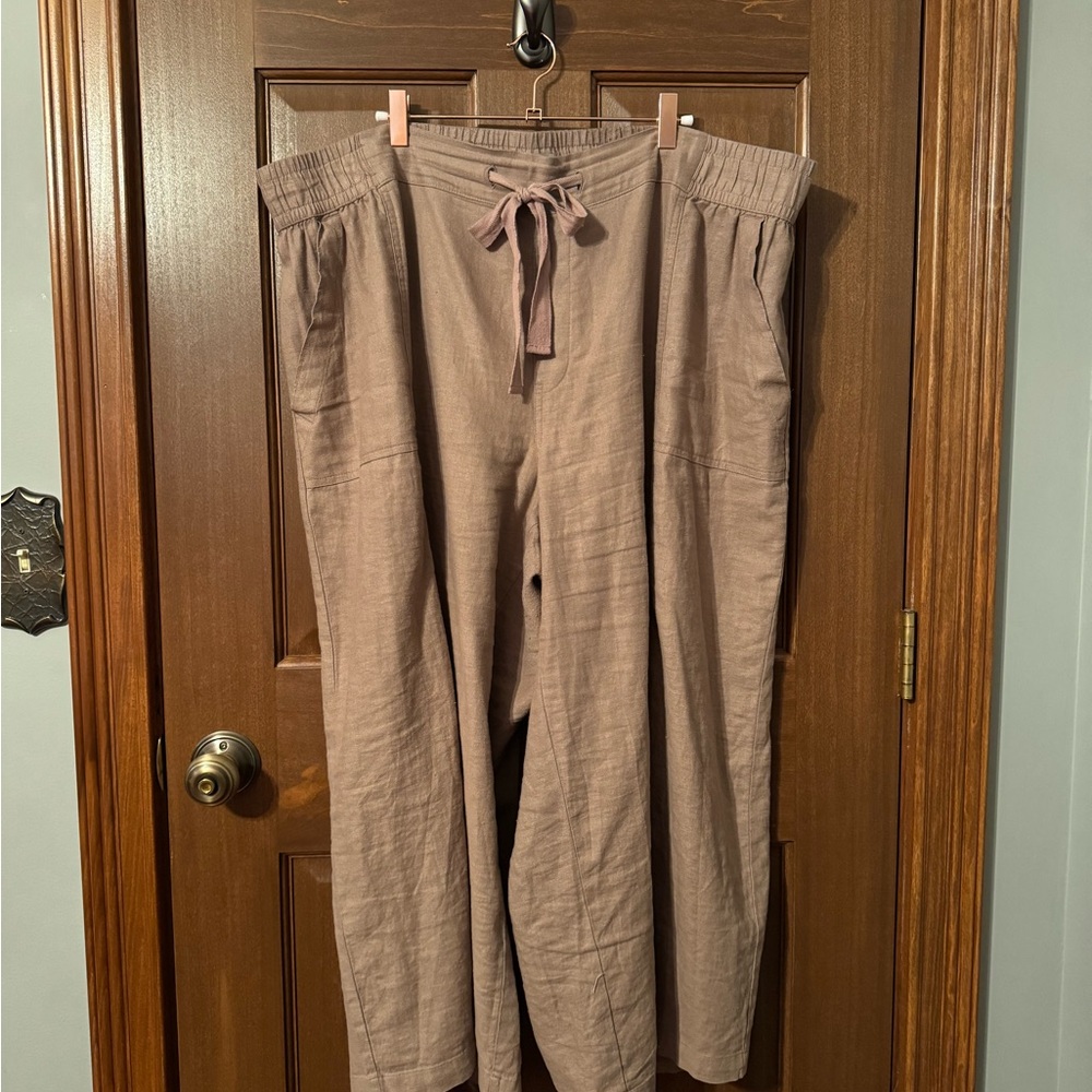 Falls Creek Beige Linen-Blend Trousers